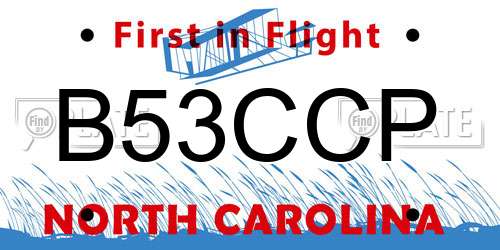 B53CCP North Carolina License Plate