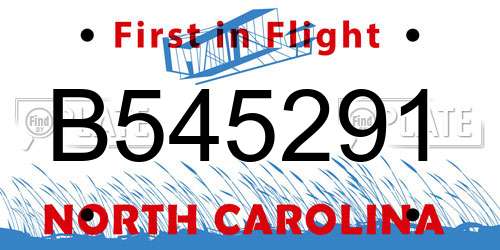 B545291 North Carolina License Plate