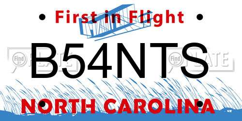 B54NTS North Carolina License Plate