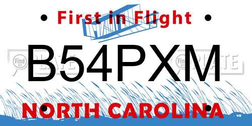 B54PXM North Carolina License Plate