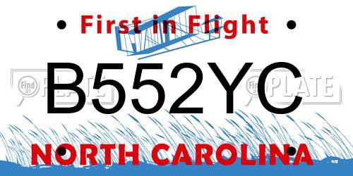 B552YC North Carolina License Plate