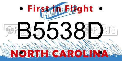 B5538D North Carolina License Plate