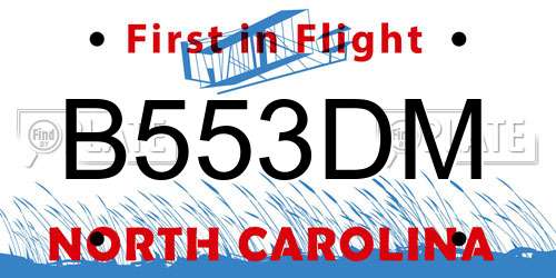 B553DM North Carolina License Plate