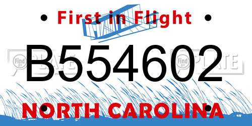 B554602 North Carolina License Plate