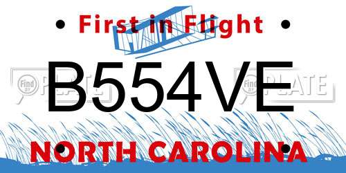 B554VE North Carolina License Plate