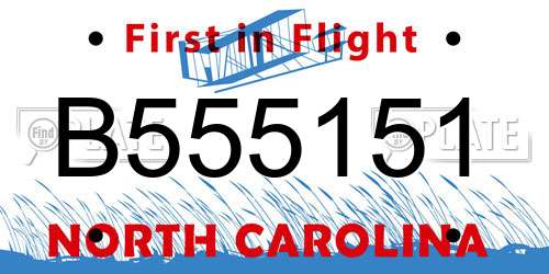 B555151 North Carolina License Plate