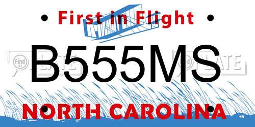 B555MS North Carolina License Plate