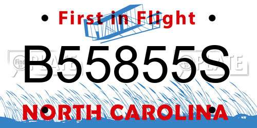 B55855S North Carolina License Plate