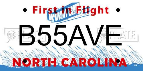 B55AVE North Carolina License Plate