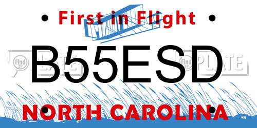 B55ESD North Carolina License Plate