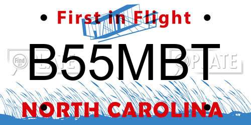 B55MBT North Carolina License Plate