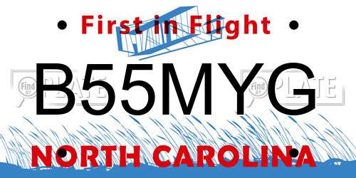 B55MYG North Carolina License Plate