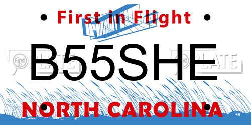 B55SHE North Carolina License Plate