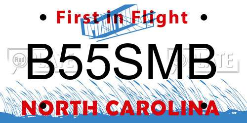 B55SMB North Carolina License Plate