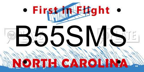B55SMS North Carolina License Plate