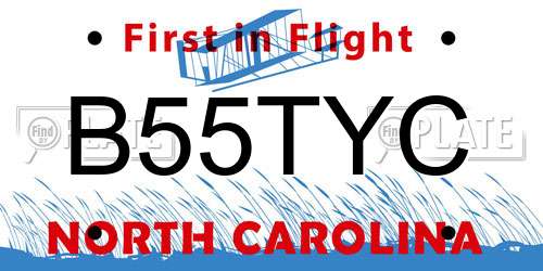 B55TYC North Carolina License Plate
