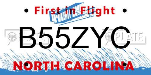 B55ZYC North Carolina License Plate