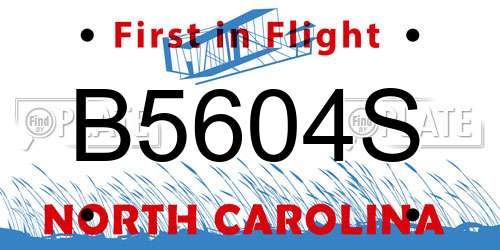 B5604S North Carolina License Plate