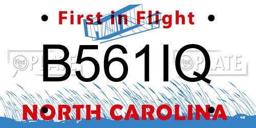 B561IQ North Carolina License Plate
