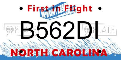 B562DI North Carolina License Plate