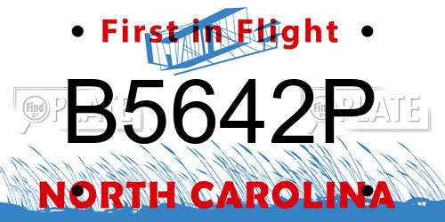 B5642P North Carolina License Plate