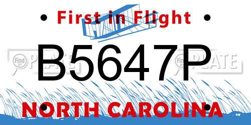 B5647P North Carolina License Plate