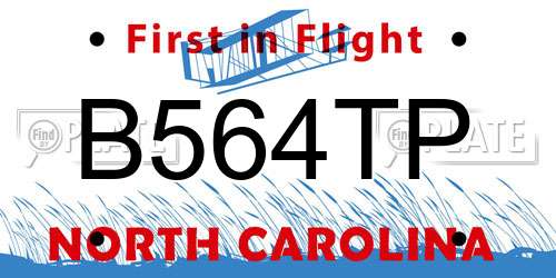 B564TP North Carolina License Plate