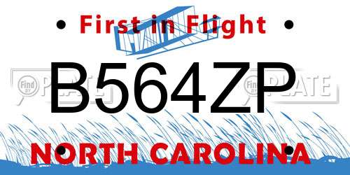 B564ZP North Carolina License Plate
