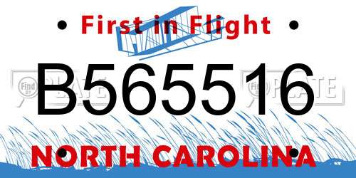 B565516 North Carolina License Plate