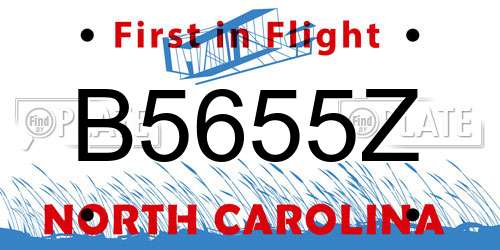 B5655Z North Carolina License Plate