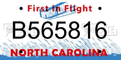 B565816 North Carolina License Plate