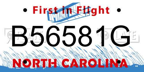 B56581G North Carolina License Plate