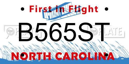 B565ST North Carolina License Plate