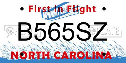 B565SZ North Carolina License Plate
