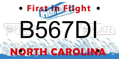B567DI North Carolina License Plate