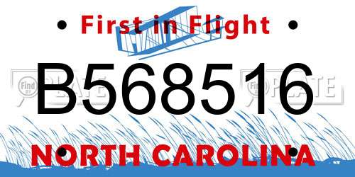 B568516 North Carolina License Plate