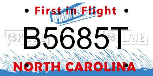 B5685T North Carolina License Plate