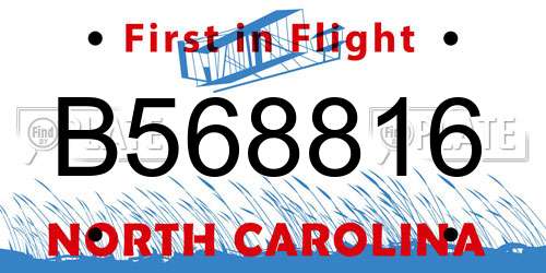 B568816 North Carolina License Plate