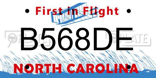 B568DE North Carolina License Plate