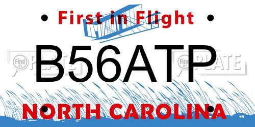 B56ATP North Carolina License Plate