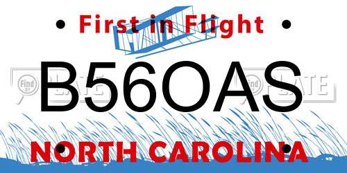 B56OAS North Carolina License Plate
