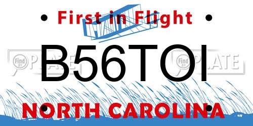 B56TOI North Carolina License Plate