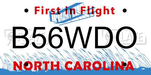 B56WDO North Carolina License Plate