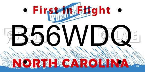 B56WDQ North Carolina License Plate