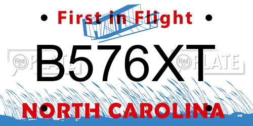 B576XT North Carolina License Plate