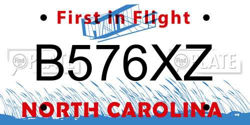 B576XZ North Carolina License Plate