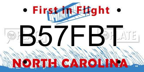 B57FBT North Carolina License Plate