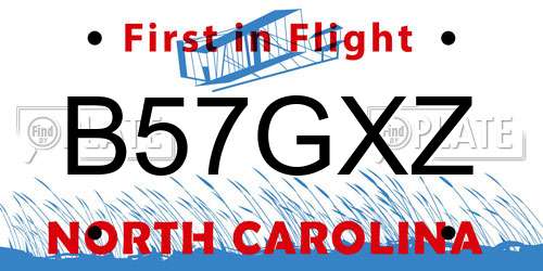 B57GXZ North Carolina License Plate