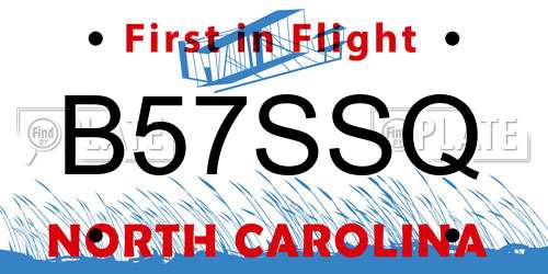 B57SSQ North Carolina License Plate