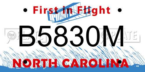 B5830M North Carolina License Plate